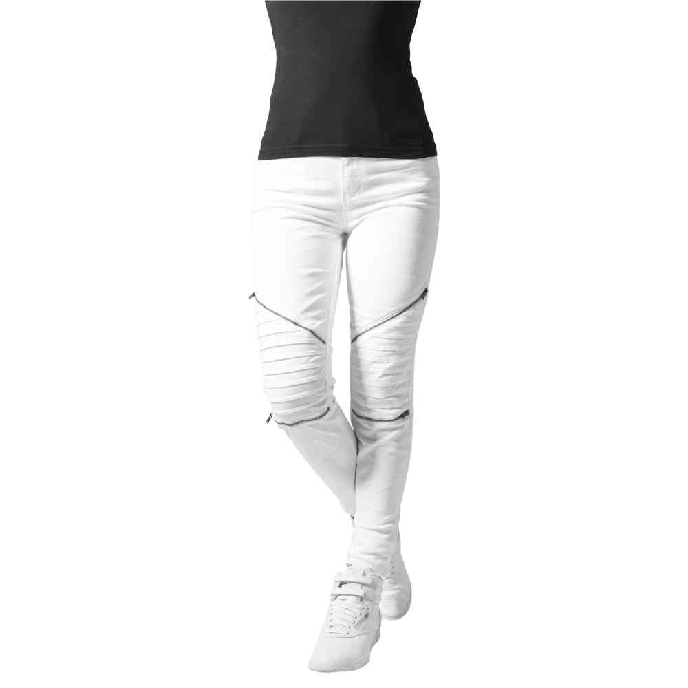 Urban Classics - Stretch Biker Jeans skinny - Blanc